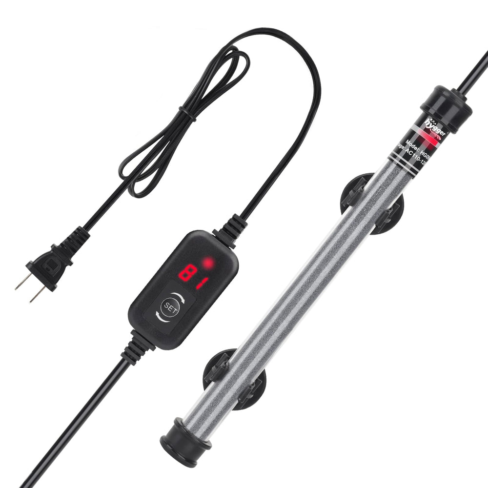 Hygger submersible heater with exterior controller for safe temperature setup.
