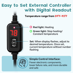 Hygger submersible heater in-tank installation highlights compact size for small tanks.