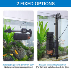Hygger rain pipe outlet creates gentle rainfall-like circulation in the water.