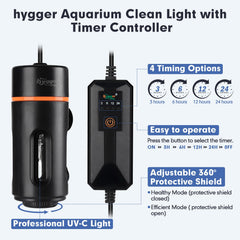 hygger UV light timer with suction cups for secure installation