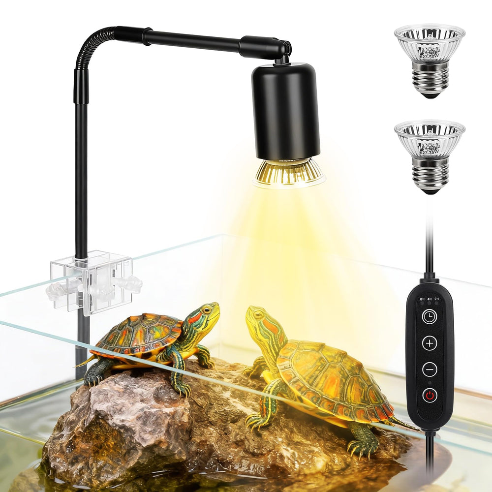 Hygger Zoo reptile heat lamp with 360° rotation for flexible basking placement.