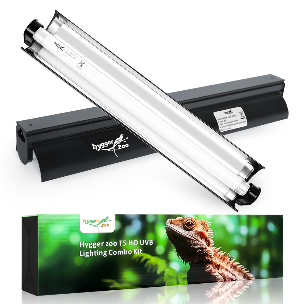 Hygger Zoo T5 hood provides bright UVB for basking reptiles.