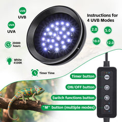 Hygger zoo UVB light brightness control interface enabling day-night cycles