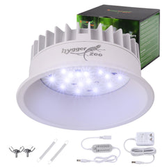 Hygger Zoo UVB light with curved reflector for desert reptiles.