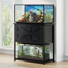 Hylemoros farmhouse black aquarium stand top view showing sturdy frame for heavy tanks