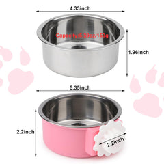 Hypeety stainless steel bowl with clip-on design for crate mounting