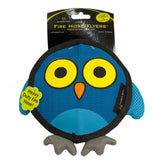 Hyper Pet Firehose Flyers Owl grey front view with durable squeaker for interactive play