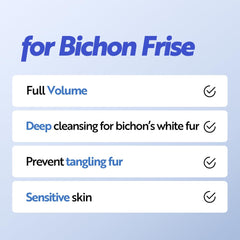 HYPONIC wash results on a Bichon Frise showing fuller appearance.