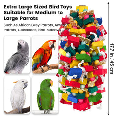 HZDZ LCPAW beak-safe parrot toy wood promotes healthy chewing.