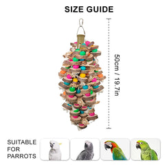 HZDZ LCPAW natural-colored wooden bird toy invites foraging and exploration.