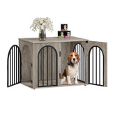 Hzuaneri 31.5-inch wooden dog crate front view with stylish space-saving design