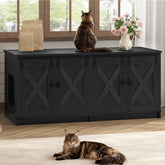 Hzuaneri cat litter box enclosure front view with two compartments