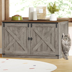 Hzuaneri cat litter box enclosure with cushion provides private space for cats.