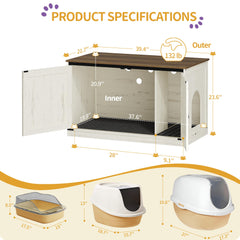 Inside view showing enclosure dimensions for fitting litter boxes