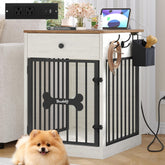 Hzuaneri dog crate end table with charging station for convenient device use.