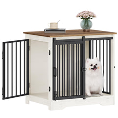 Hzuaneri dog crate furniture with barn door showcases space-saving design.