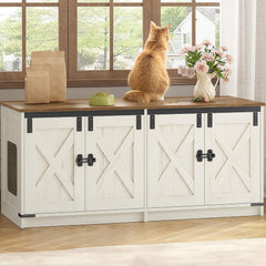Hzuaneri front view of the double-room litter cabinet keeps two boxes organized and private