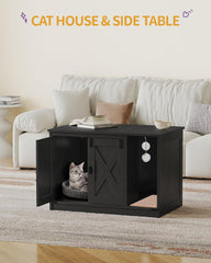 Hzuaneri hidden litter box cabinet interior showing carpet to prevent litter scatter.