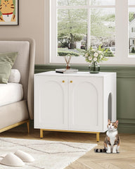 Hzuaneri concealed litter box door-open view showing easy access and space-saving design.