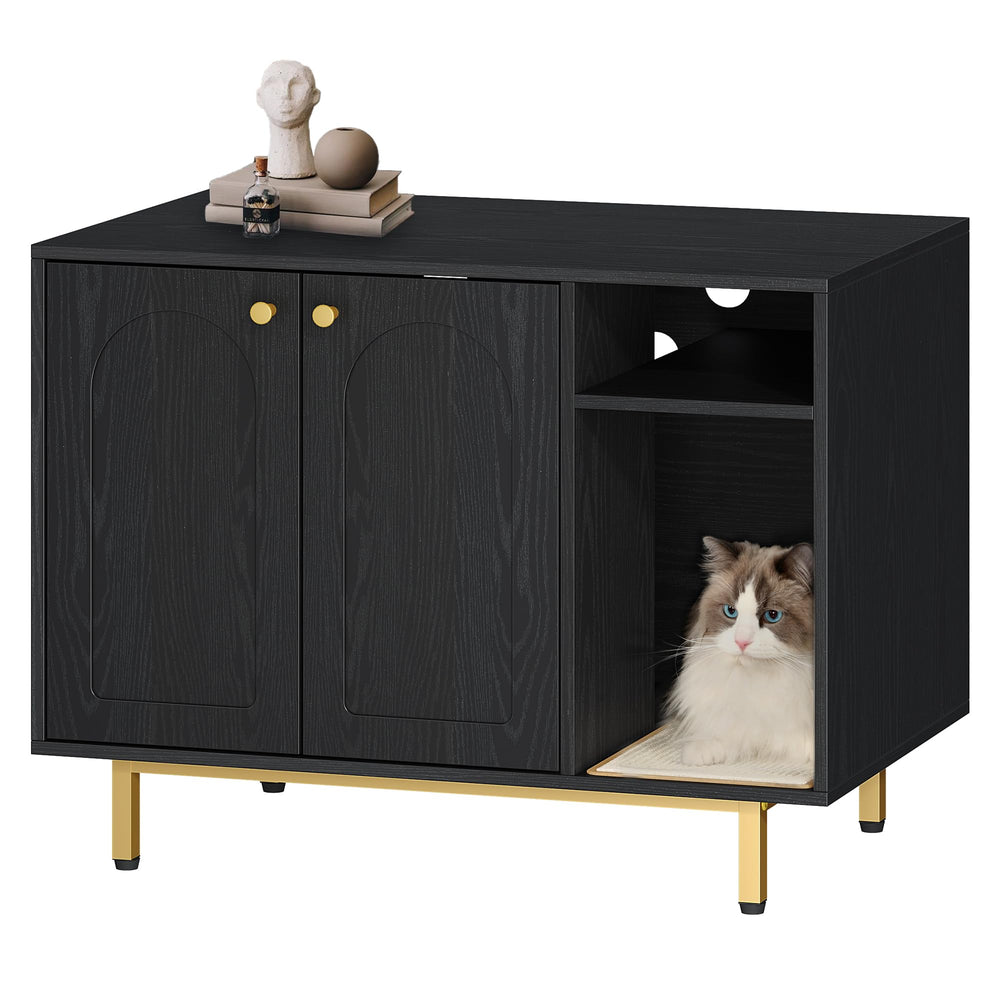 Hzuaneri hidden litter box enclosure blends with decor and conceals litter neatly.