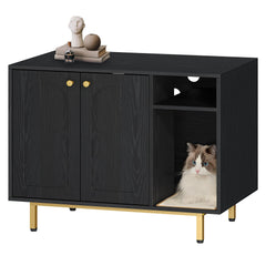 Hzuaneri hidden litter box enclosure blends with decor and conceals litter neatly.