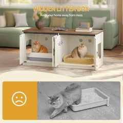 Hzuaneri interior with two compartments for separate litter boxes and privacy