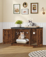 Hzuaneri rustic litter box enclosure fits farmhouse decor while concealing a litter area.
