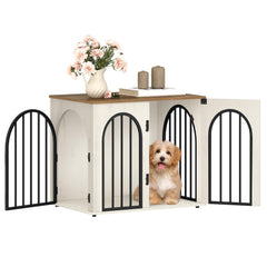 Hzuaneri wooden dog crate front view with secure frame for indoor use
