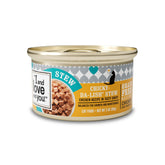 I and love and you Chicky-Da-Lish Stew can front view showing 3oz size and chicken flavor for active cats