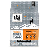 I and Love and You Nude Super Food bag front showing premium grain-free cat nutrition