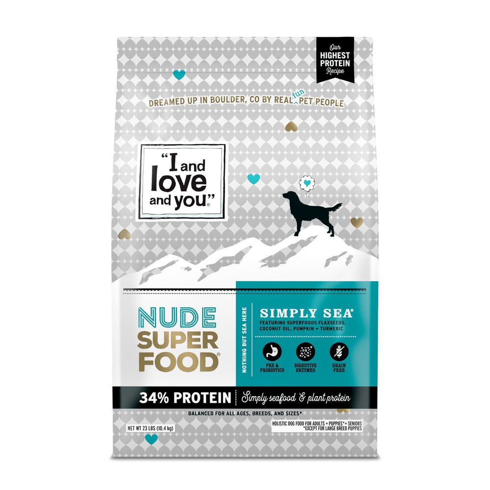 I AND LOVE AND YOU Nude Super Food salmon-whitefish kibble for lean muscle support.