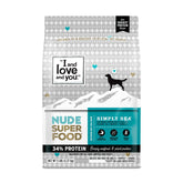 I and love and you Nude Super Food salmon-whitefish kibble in bowl improves protein intake