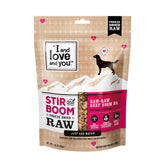 I AND LOVE AND YOU Stir and Boom bag showing beef hearts and produce for flavor.