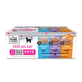 I and LOVE AND YOU variety pack cans show rotating flavors for cats.