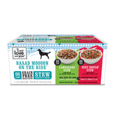 I and Love and You beef wet dog food can, 13oz, highlighting grain-free formula and flavor appeal