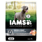 IAMS Advanced Health Skin & Coat dog food bag front view highlighting skin support.
