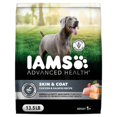 IAMS Advanced Health Skin & Coat bag front with real chicken boosts coat health