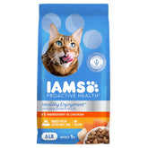 IAMS Healthy Enjoyment bowl with chicken and salmon kibble for a tasty feeding moment