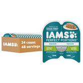 IAMS Perfect Portions Indoor Turkey Pate packaging showing twin-pack trays for easy portioning