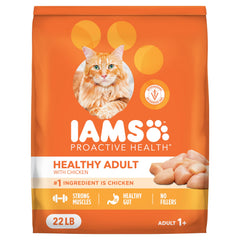 IAMS Proactive Health dry cat food bag front; balanced daily nutrition for adult cats.