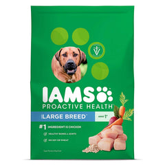 IAMS Proactive Health Large Breed chicken kibble for muscle support.