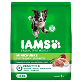 IAMS Proactive Health Minichunks bag label with real chicken as first ingredient.