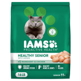 IAMS Proactive Health Senior dry cat food bag front showing real chicken recipe