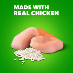 IAMS Proactive Health senior wet dog food chicken and rice ingredients highlight quality protein.