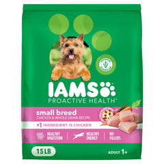 IAMS Proactive Health small breed dry dog food bag front view, balanced nutrition.