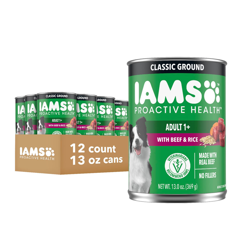 IAMS Proactive Health beef chunks in gravy for adult dogs supporting muscle health.