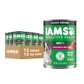 IAMS Proactive Health beef chunks in gravy for adult dogs supporting muscle health.