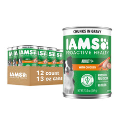 IAMS Proactive Health Wet Dog Food chicken chunks in gravy pack of 12 cans for daily meals
