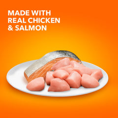 IAMS dry cat food package highlights real chicken as the first ingredient.