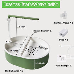 Ianjetty Bird Shower Bath USB plug power for continuous circulation